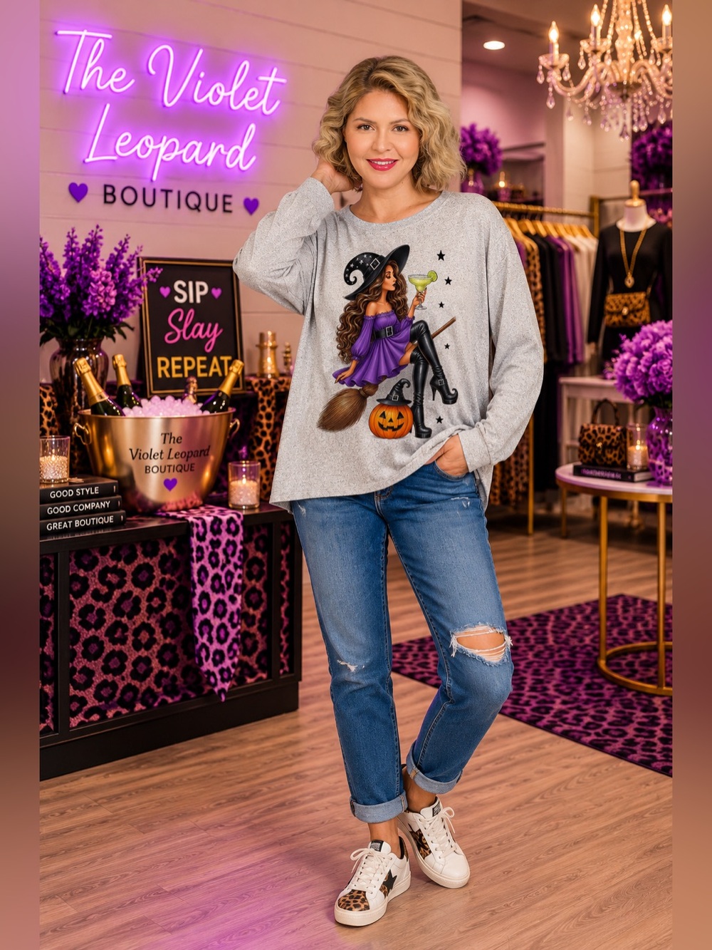 Zenana PLUS SOFT MELANGE HACCI ROUND NECK LONG SLV TEE